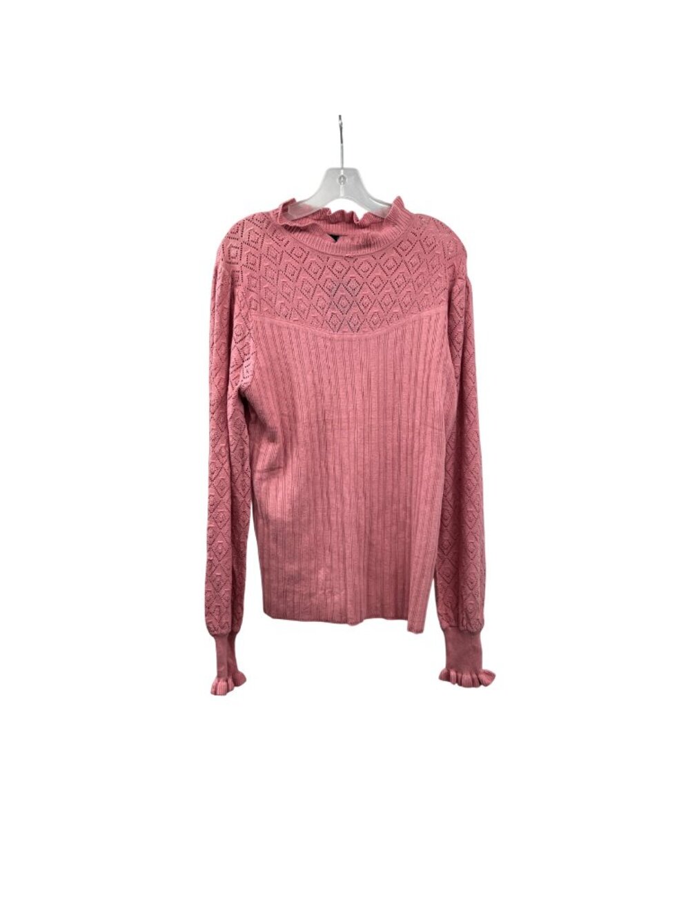 ROMANSTII Womens Pink Pullover Sweater Ruffles Long Sleeve Size Large New